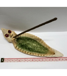 Porta incienso con rostro/ verde 19cm